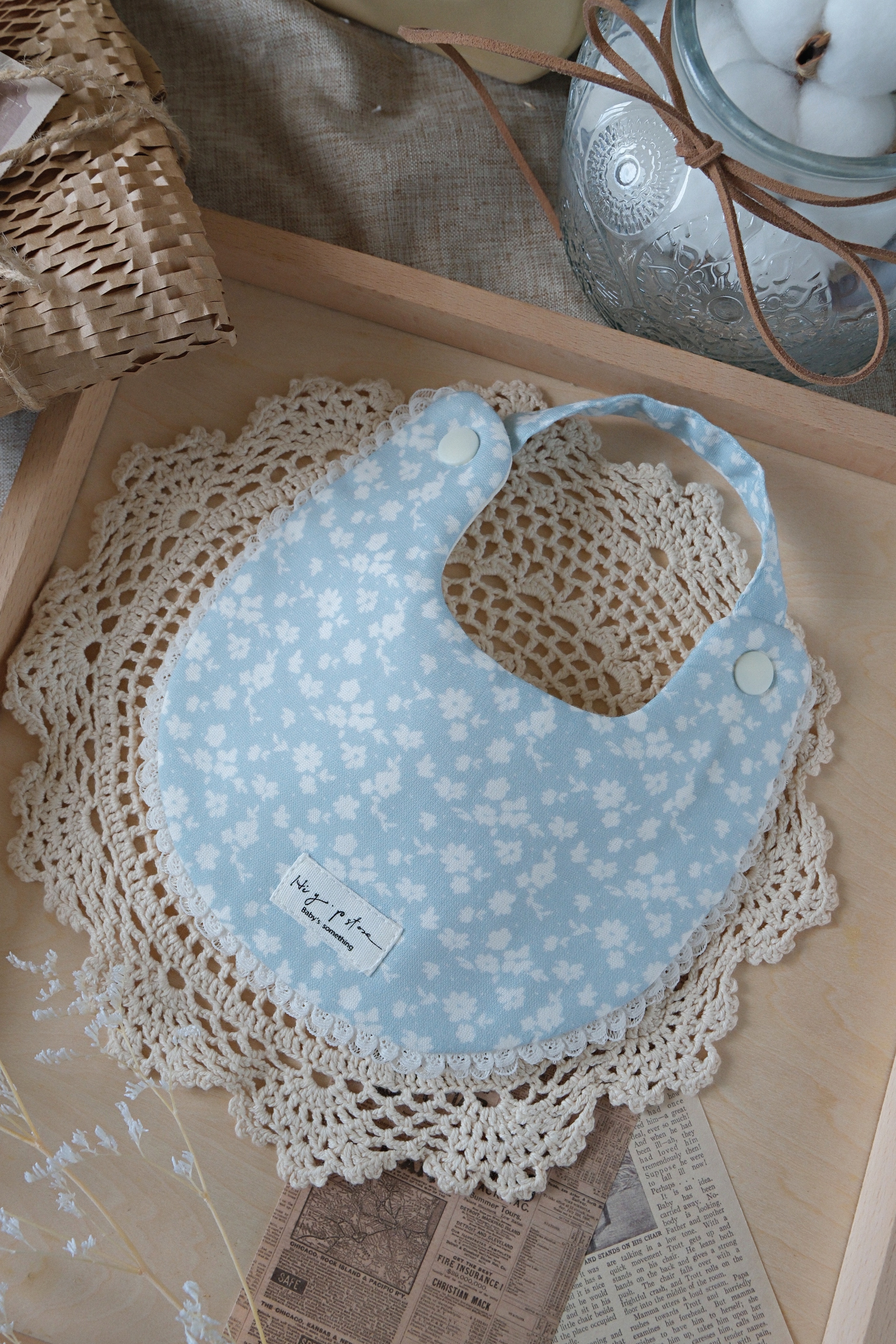 Hi Y.P store-手作圍兜-獨家設計款-霧藍霜語