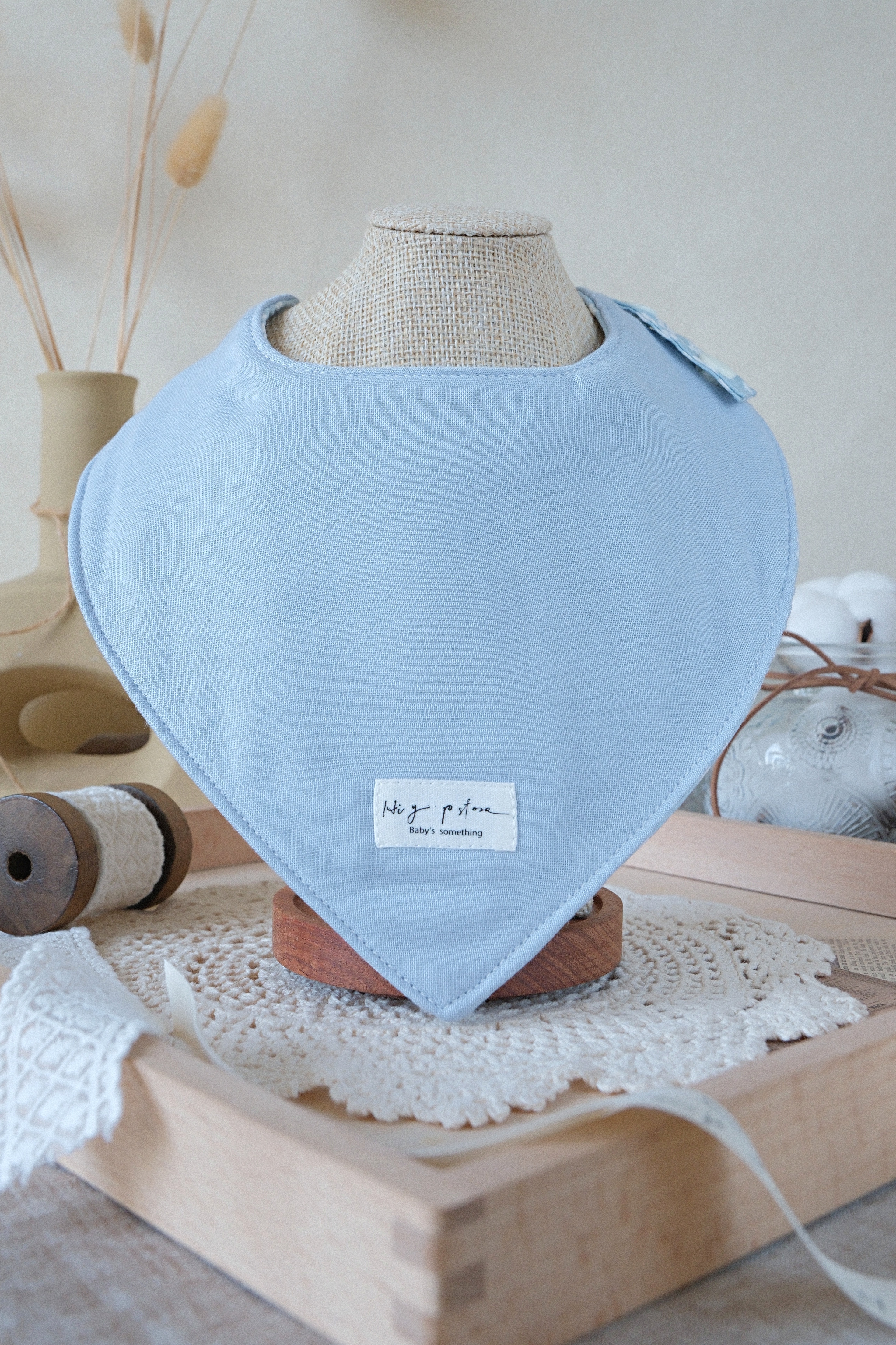 Hi Y.P store-手作圍兜-雙面三角兜-霧藍霜語