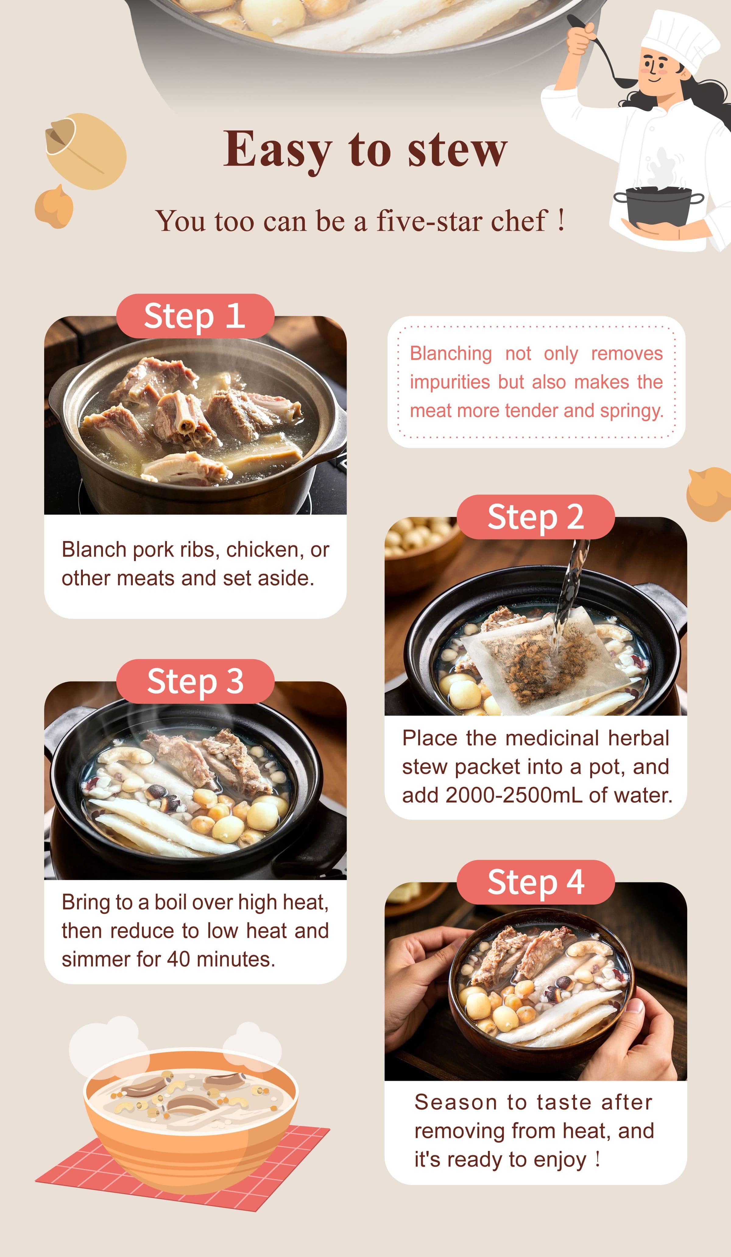 Dengyi Four Spirits Soup Pro Stewing method