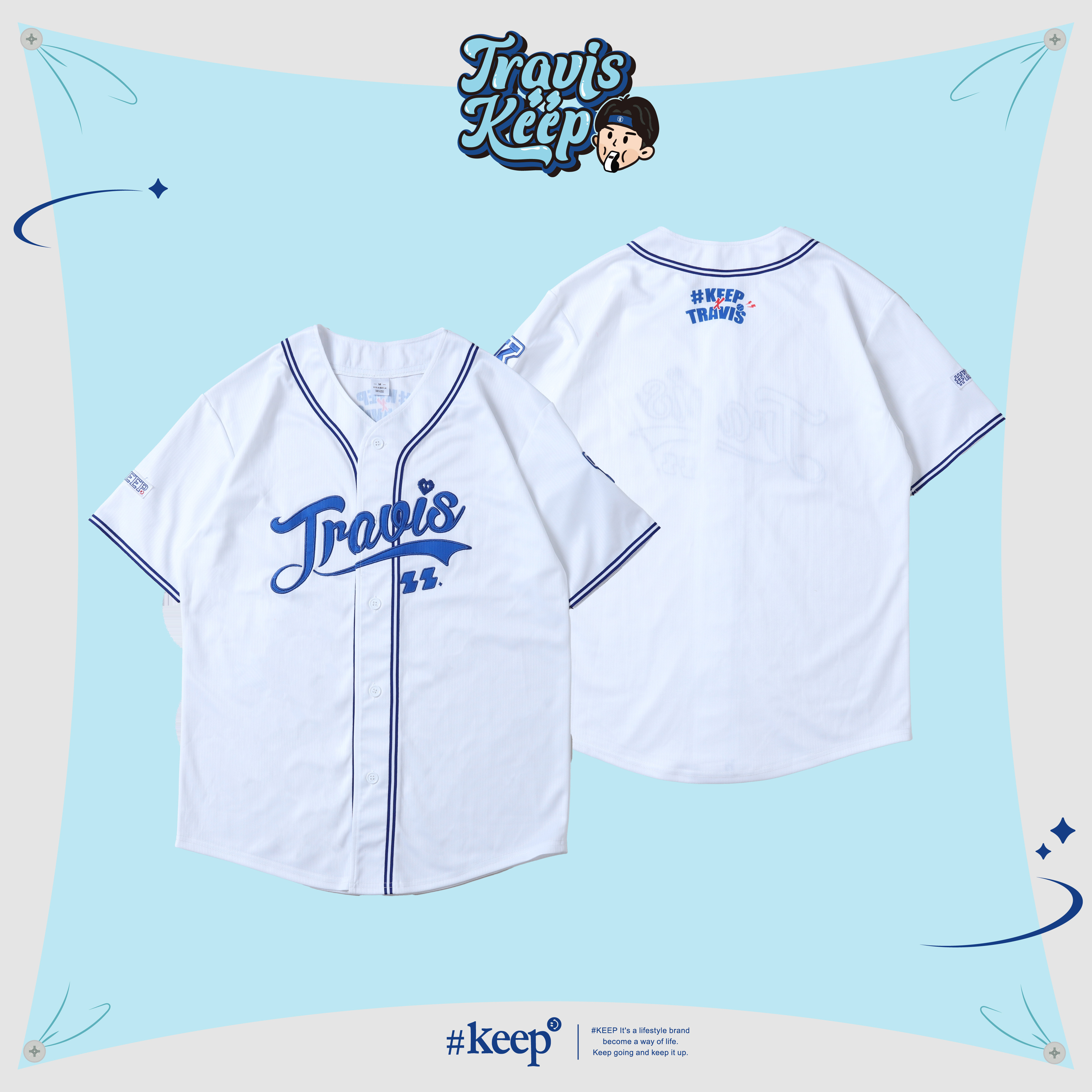[西門門市現貨] #KEEP x TRAVIS Homerun Baseball Jersey 崔維斯 經典白 刺繡 聯名 棒球衫【KS298-WH】