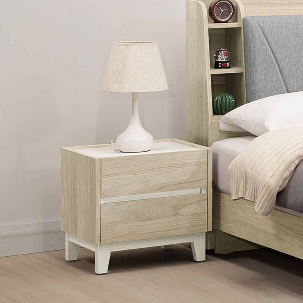 羅菲1.5尺仿石面床頭櫃/二抽收納櫃/置物櫃