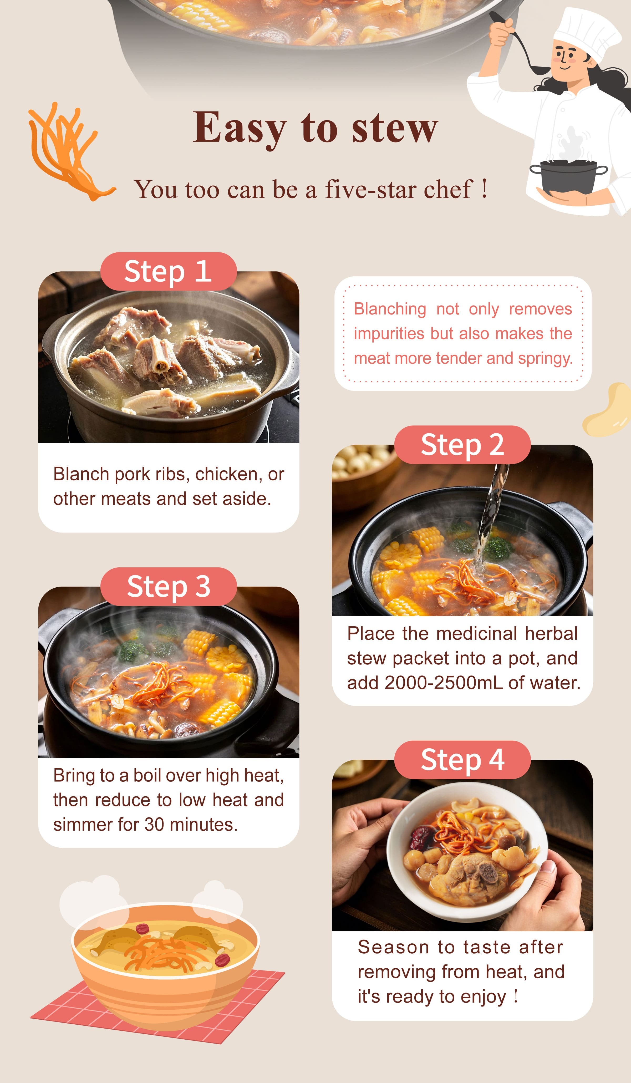 Dengyi Golden Health Cordyceps Soup Stewing method