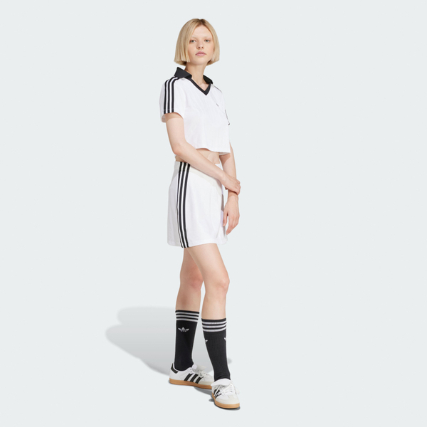 Adidas V-neck Polo JD2608 女 Polo衫 短版 運動上衣 休閒短袖 白 黑 亞版