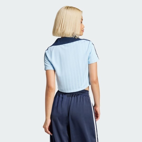Adidas V-neck Polo JD5864 女 Polo衫 短版 運動上衣 休閒短袖 水藍 深藍 亞版