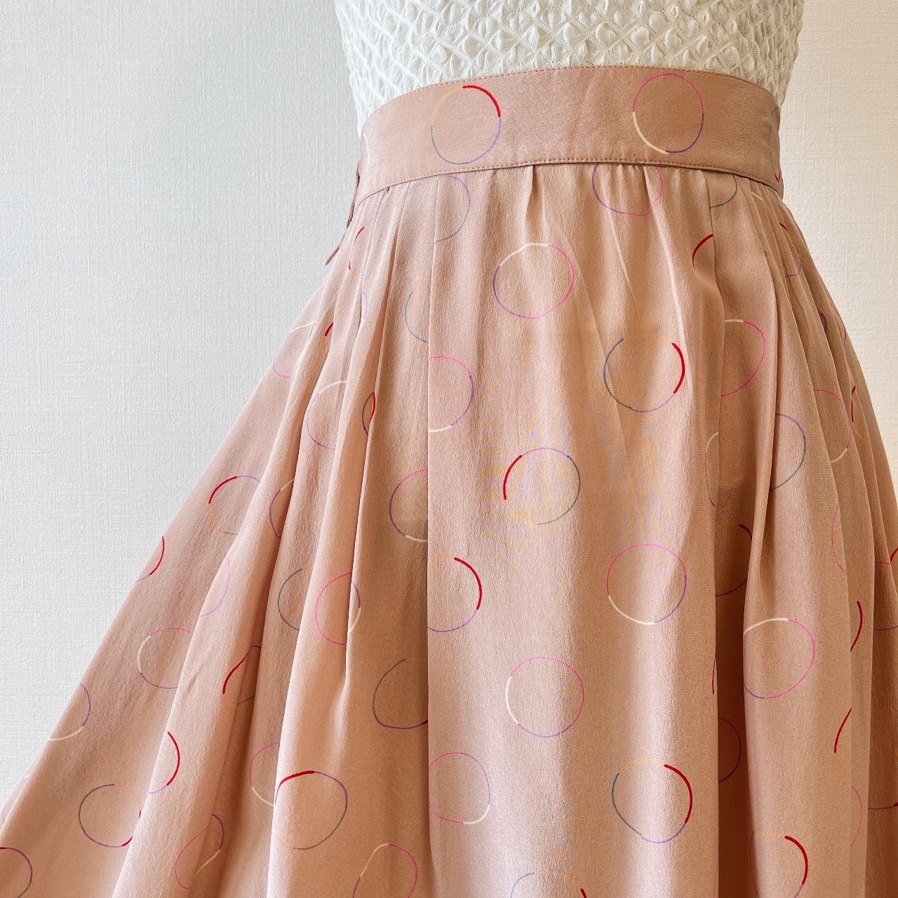 意大利製煙薰粉紅色絲質半身裙