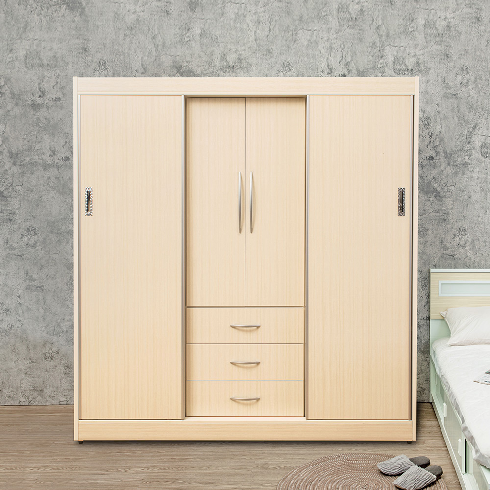 南亞塑鋼-6.2尺二開門三抽二推/拉門塑鋼衣櫃