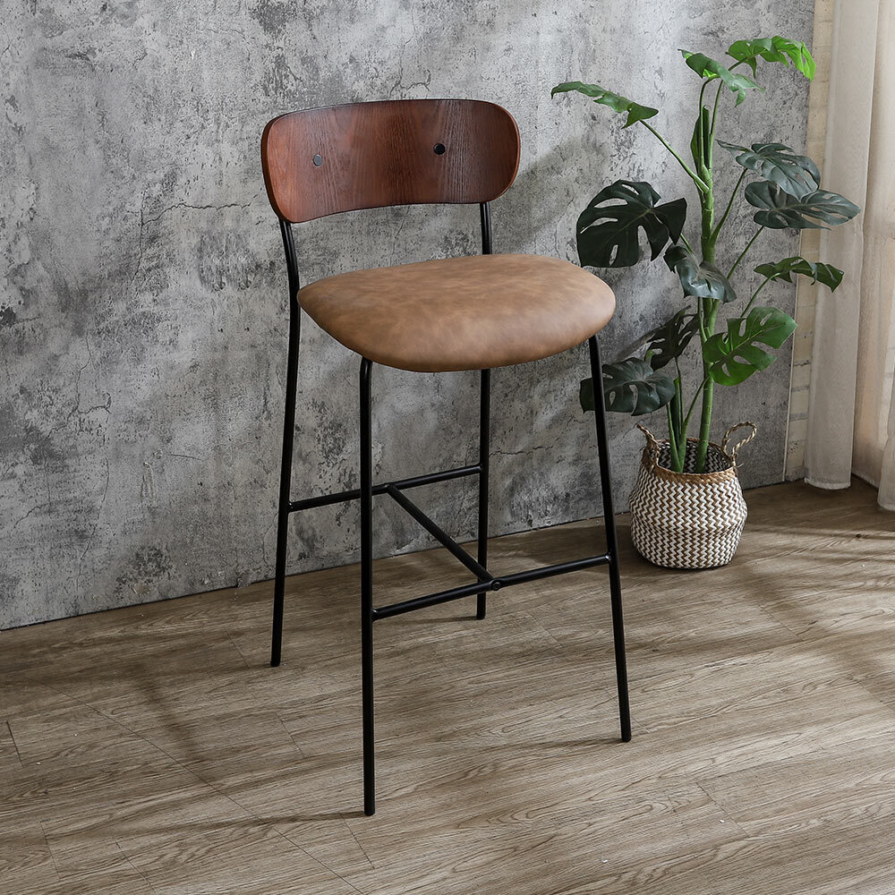 布洛工業風皮面吧台椅/休閒吧檯高腳椅/工作椅/酒吧椅/櫃台椅