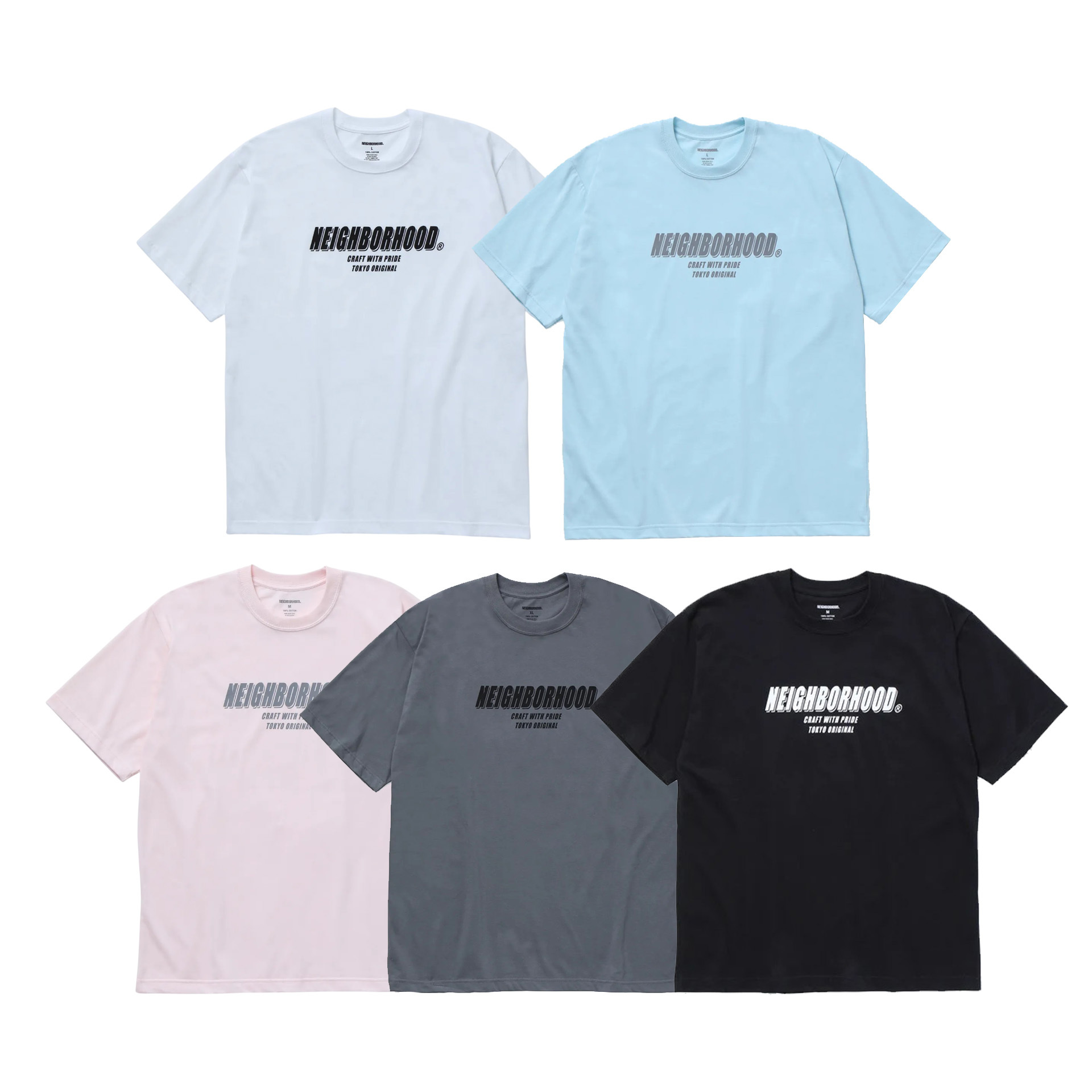 Neighborhood 25S/S NH. Tee SS-1 粉 / 水藍 / 白 / 黑 / 灰 重影Logo 圓領短袖 251PCNH-ST01
