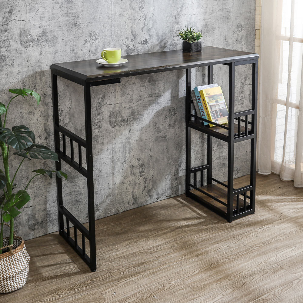 布洛4尺工業風開放式收納架實木吧台桌/吧檯桌/高腳桌/休閒桌/洽談桌