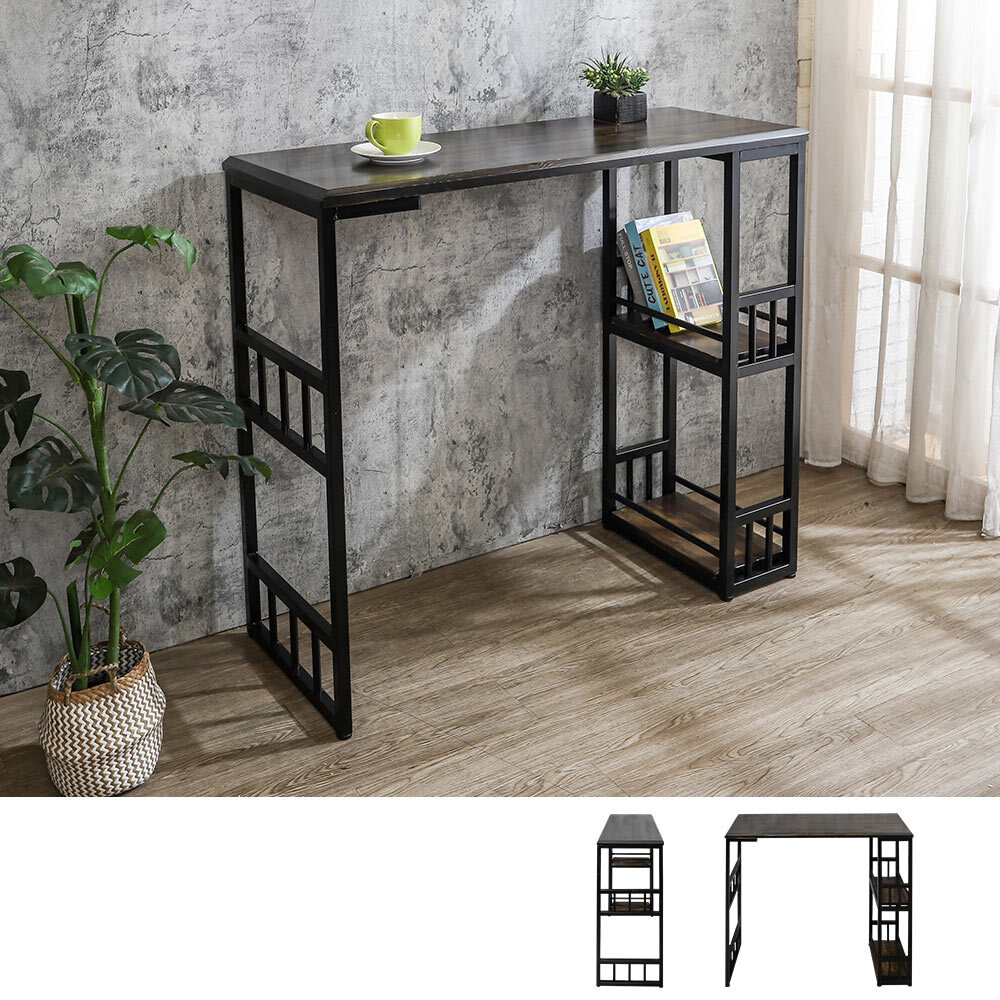 布洛4尺工業風開放式收納架實木吧台桌/吧檯桌/高腳桌/休閒桌/洽談桌