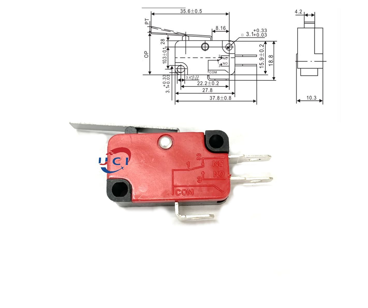 【UCI電子】(E-12) 微動開關V152-1C25  15A行程 洗衣機開關 押扣開關 微型限位開關 V-15 開關