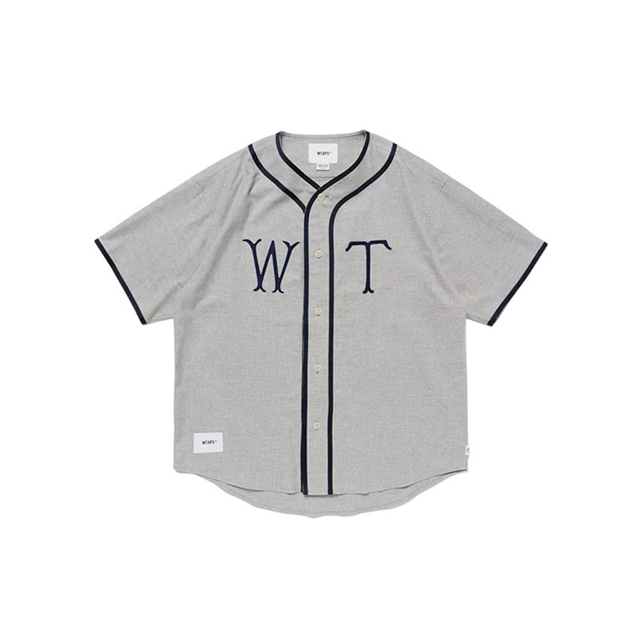 Wtaps SS25 League / Ss / Cotton. Twill Gray 灰色 短袖 棒球襯衫 251TQDT-SHM09-GR