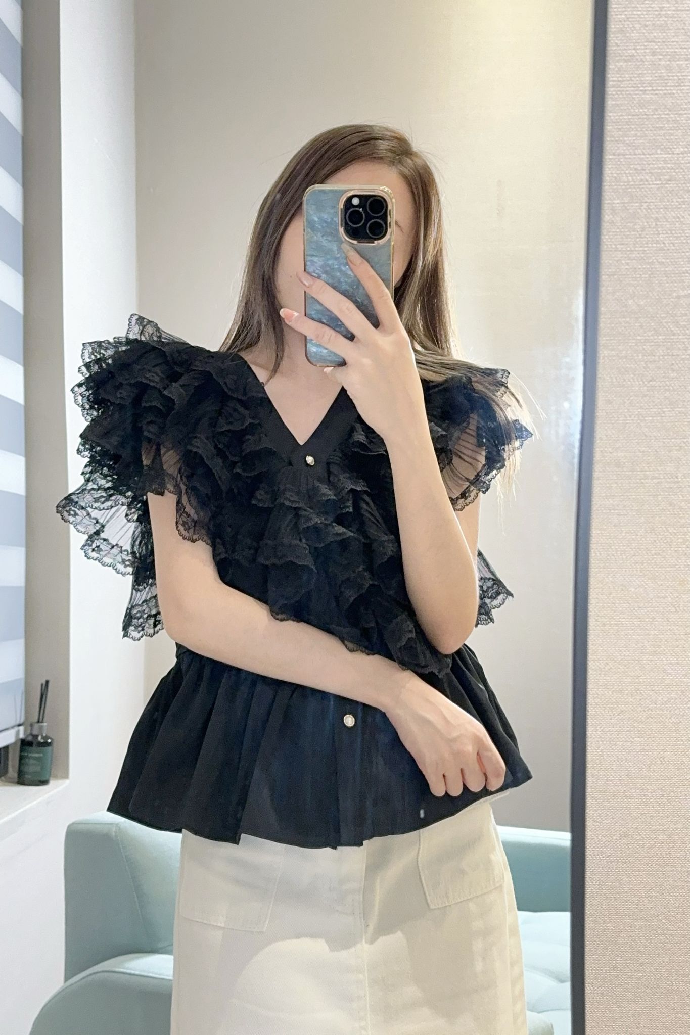 TOP#7351 🤍Layering Angle Blouse