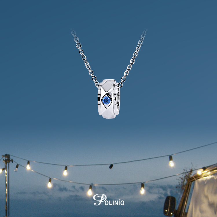 925純銀「藍色情深」晶鑽項墜+ 贈白鋼項鍊(16吋)-SCP0062