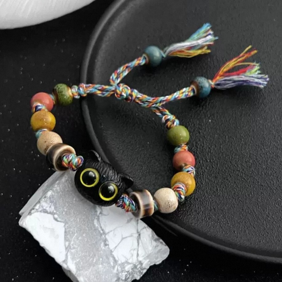 森林系民族風陶瓷貓咪手鍊