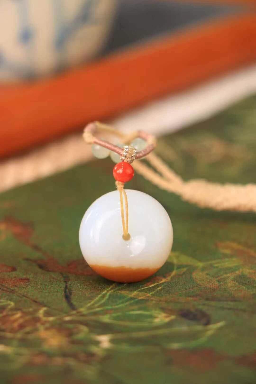 62713 和田玉糖白平安扣 (23.1mm直徑)