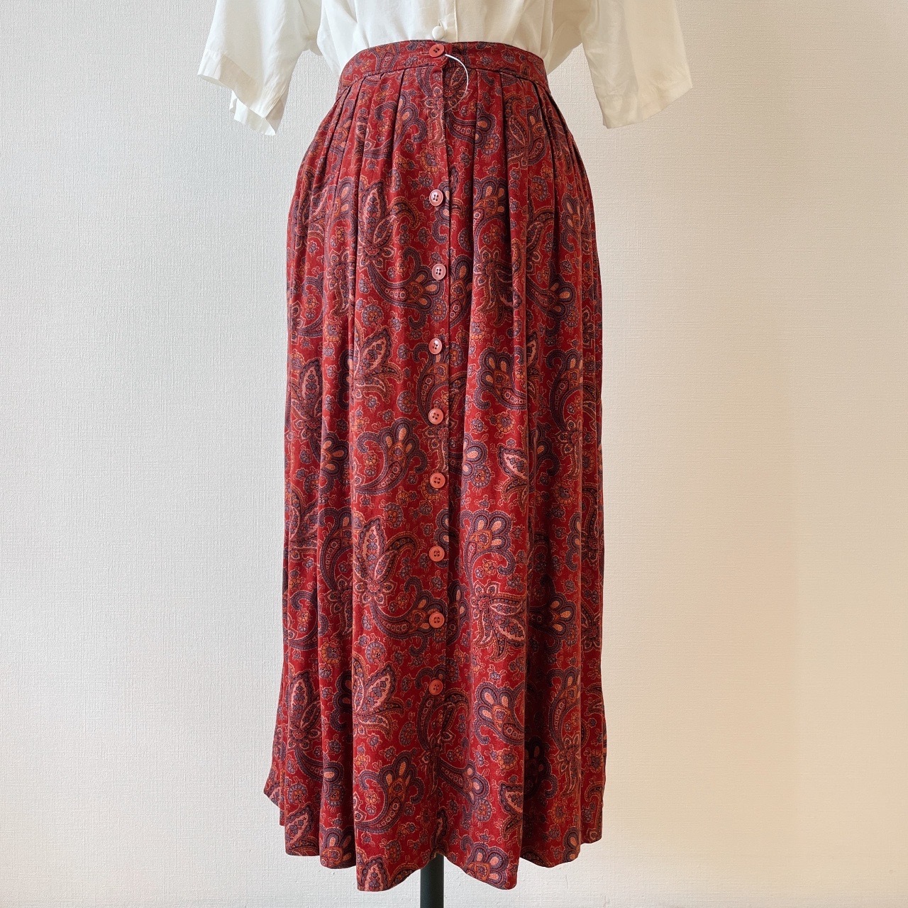 Addenda棗紅色大花半身裙