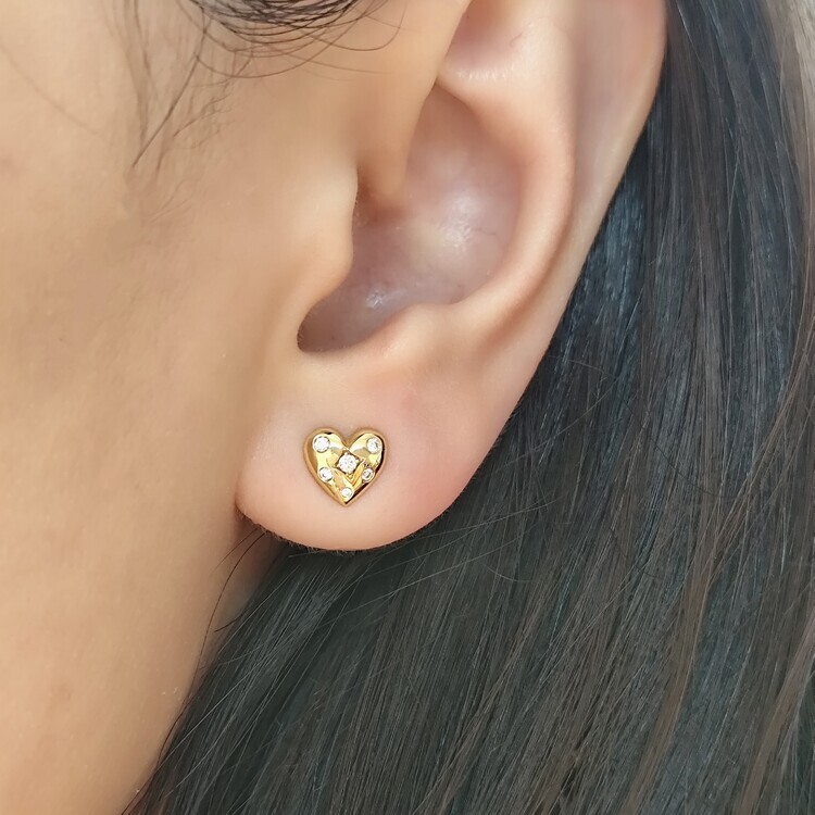 繁星系列 | 鑽石心形耳環