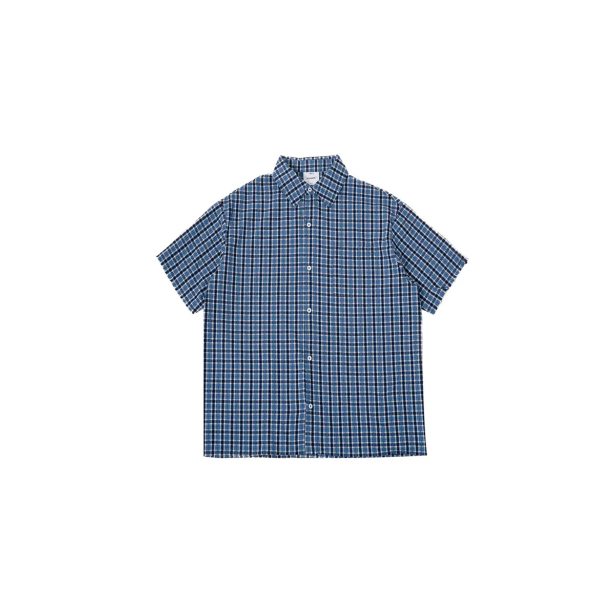 OurPick Boxy Raw Edges Shirt 寬短藍格紋毛邊襯衫