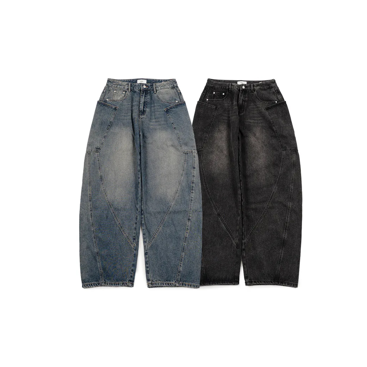 Ourpick Wide Leg Scimitar Pocket Pants 大口袋剪裁彎刀牛仔褲 2色