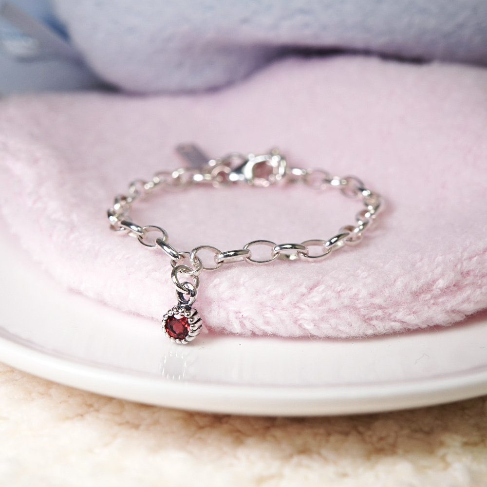 【網路限定】天然石純銀寶寶手鍊 彌月禮盒 12款誕生石設計 新生兒/兒童生日祝福禮首選(附禮物提袋與擦銀布)