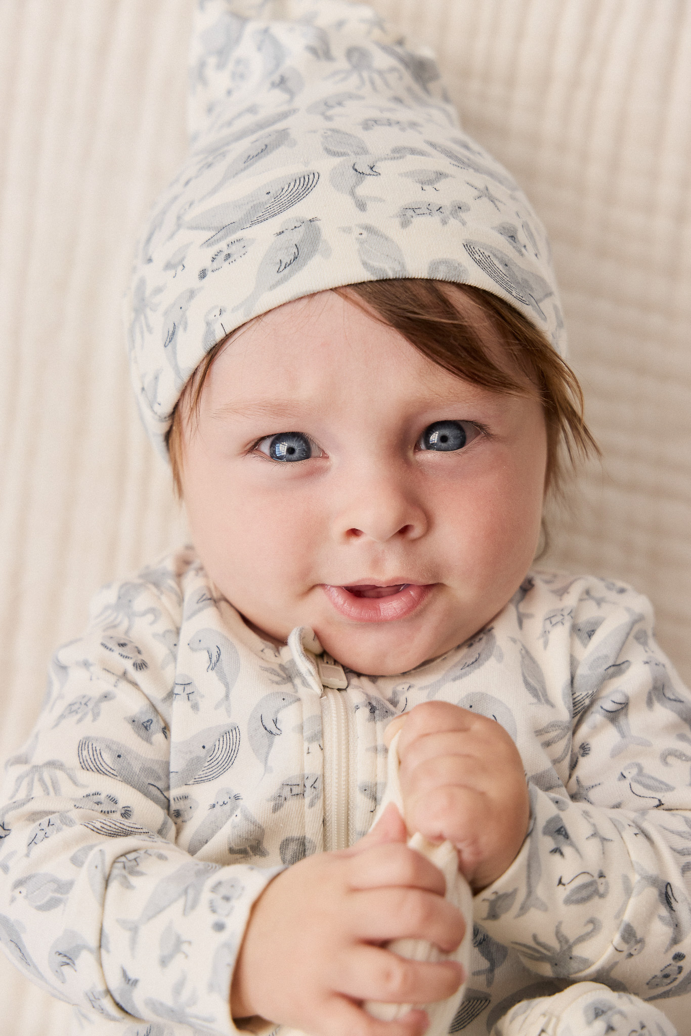 【預購】JAMIE KAY - Organic Cotton Knot Beanie（Sea Life）