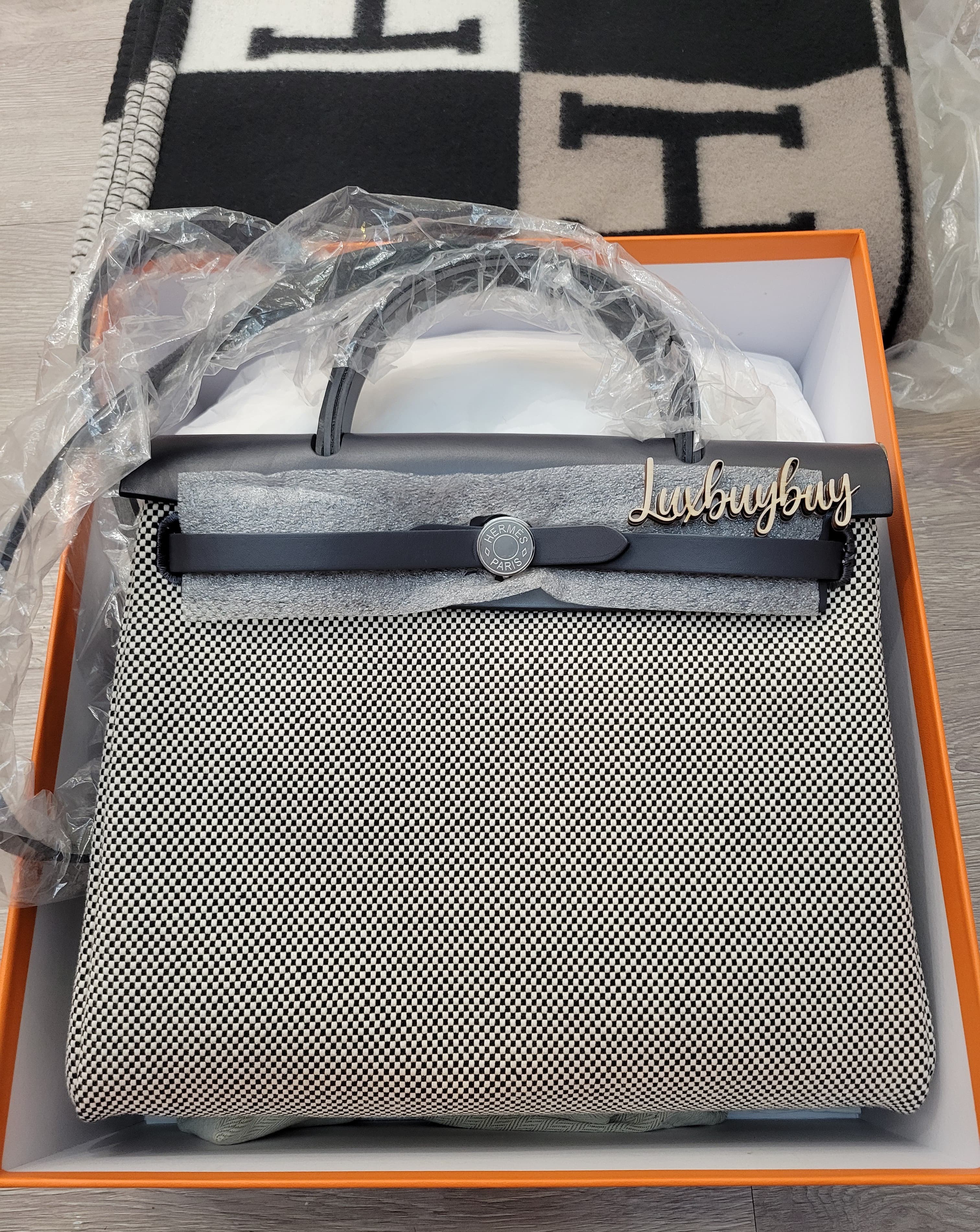 HERMES HERBAG 31 ECRU/85 ARDOISE CK 85石板灰 銀扣