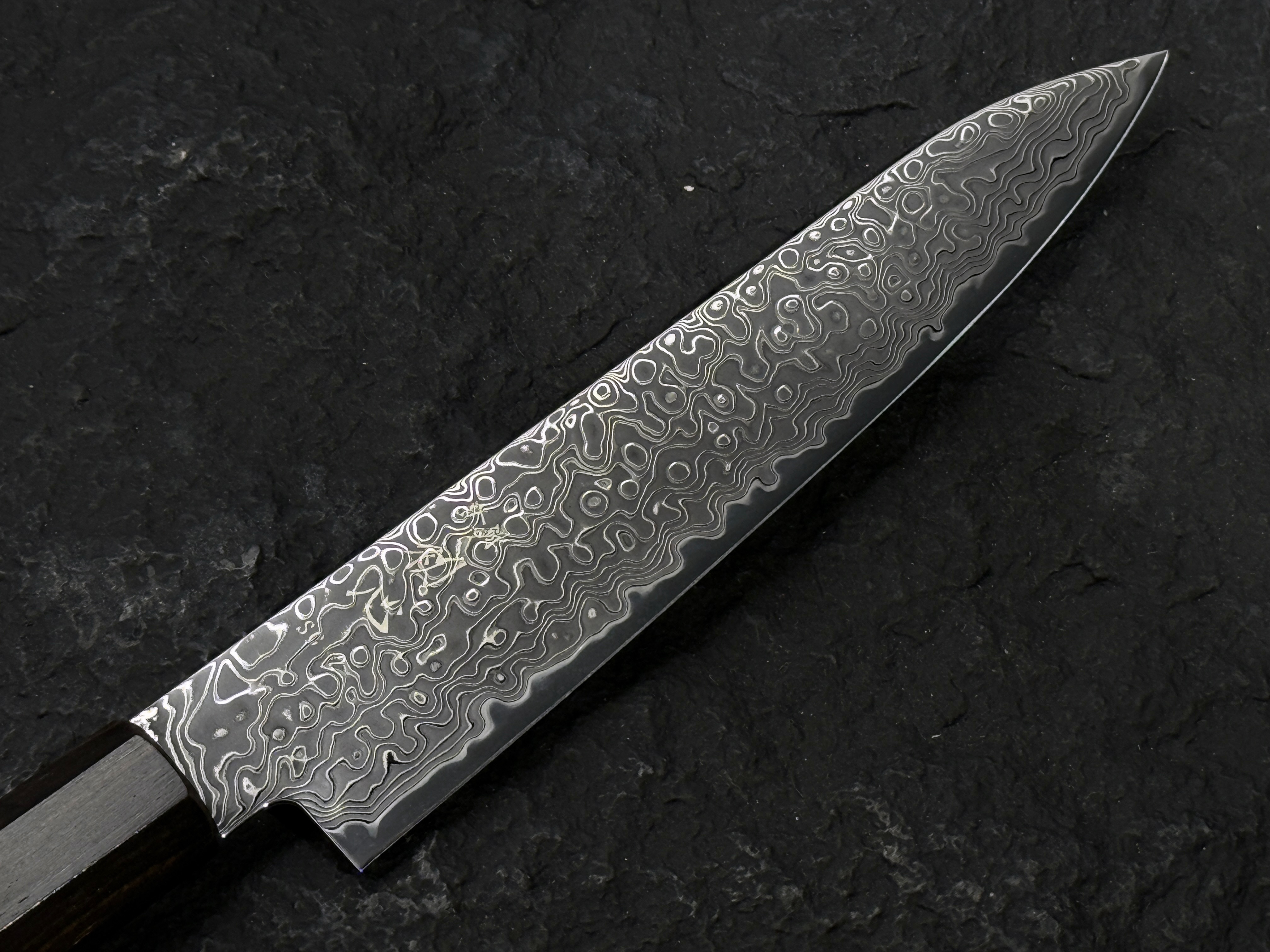 初心 流氷 SG2 黑染 大馬士革鋼 小刀 黑檀柄