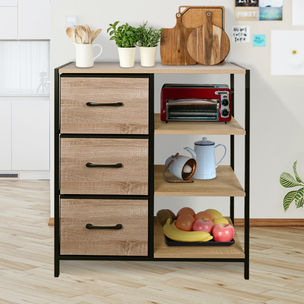 【AOTTO】日式和風木紋三層抽屜收納架(AS-801)