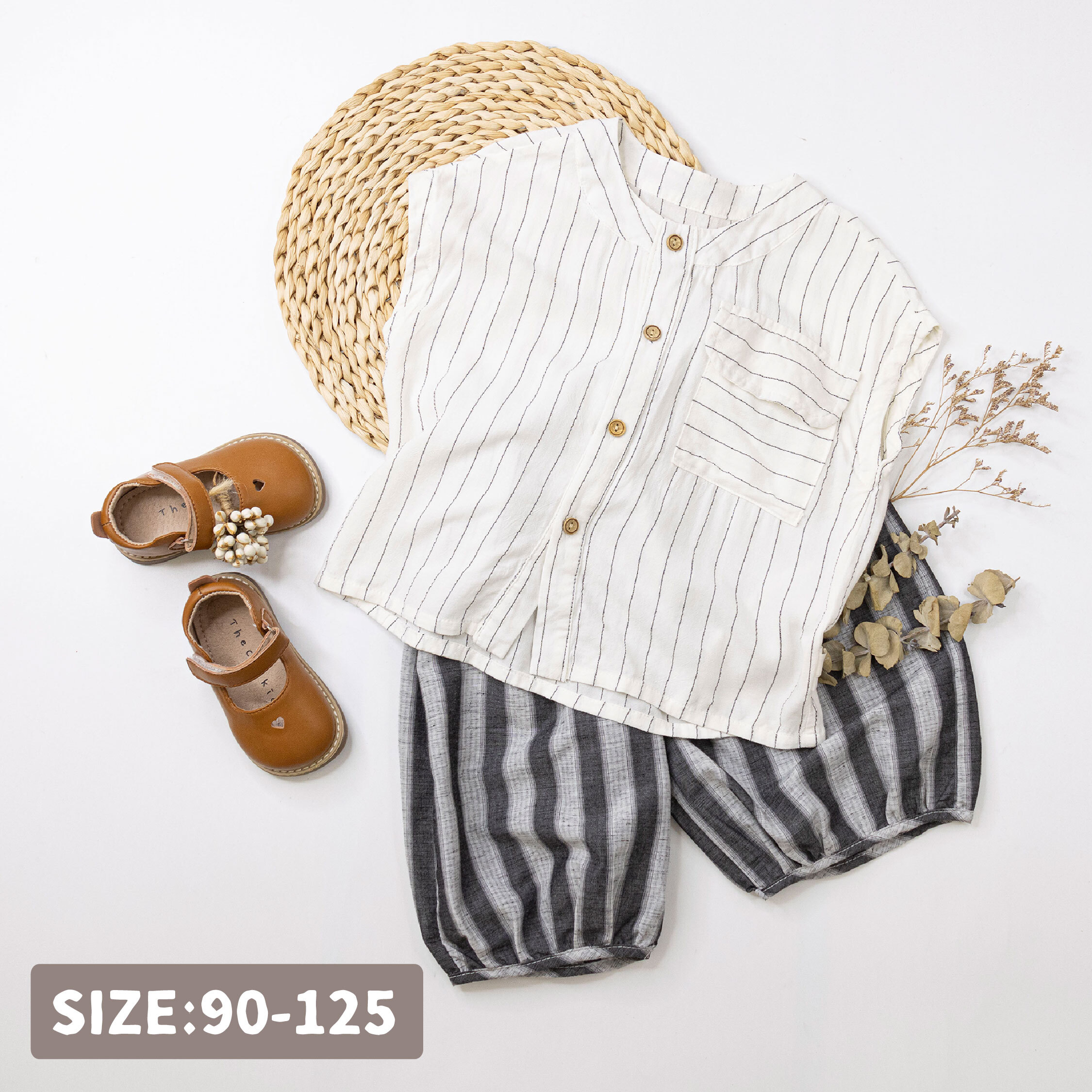 日系文青線條無袖上衣 (H50605)