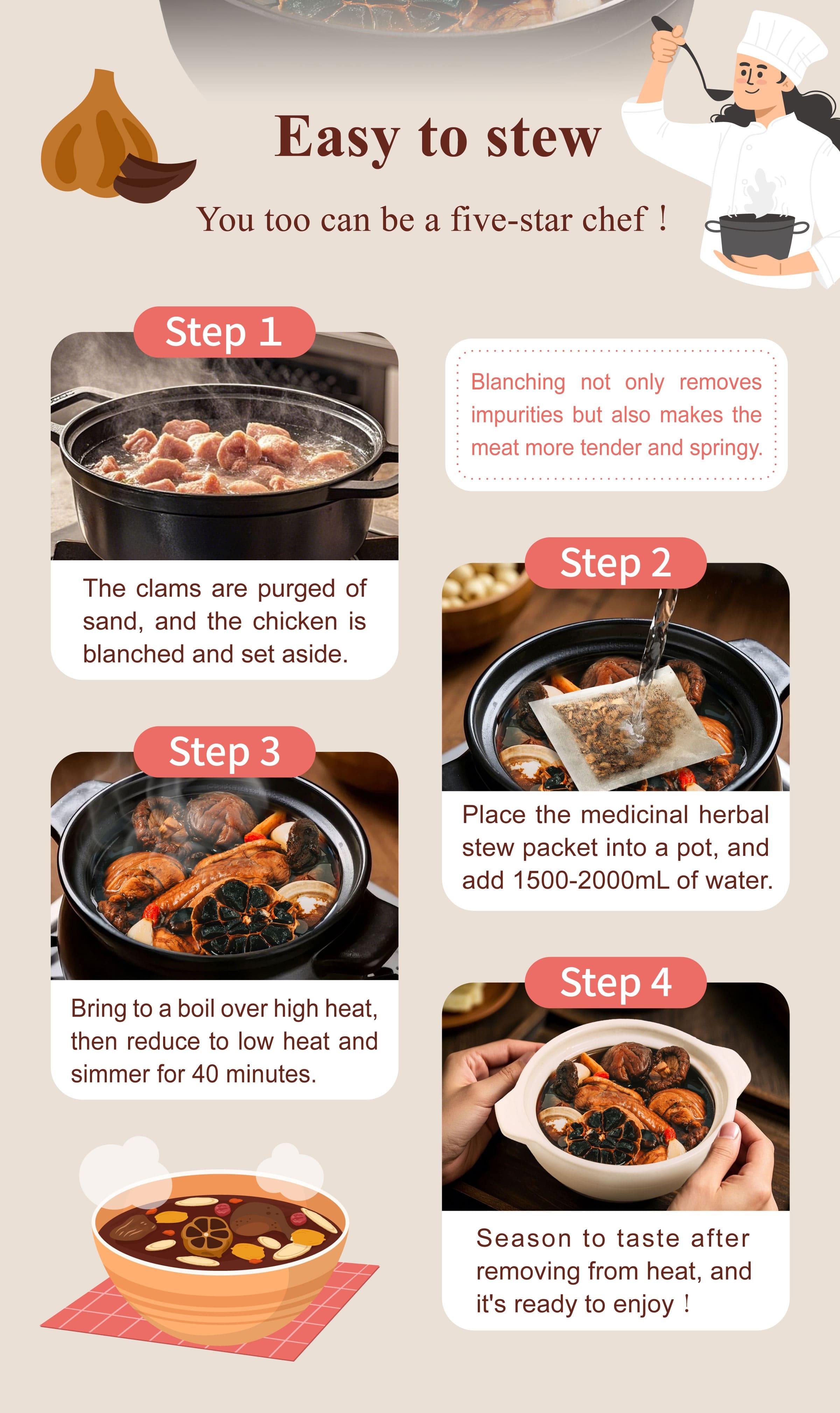 Dengyi Black Garlic Chicken Soup Stewing method