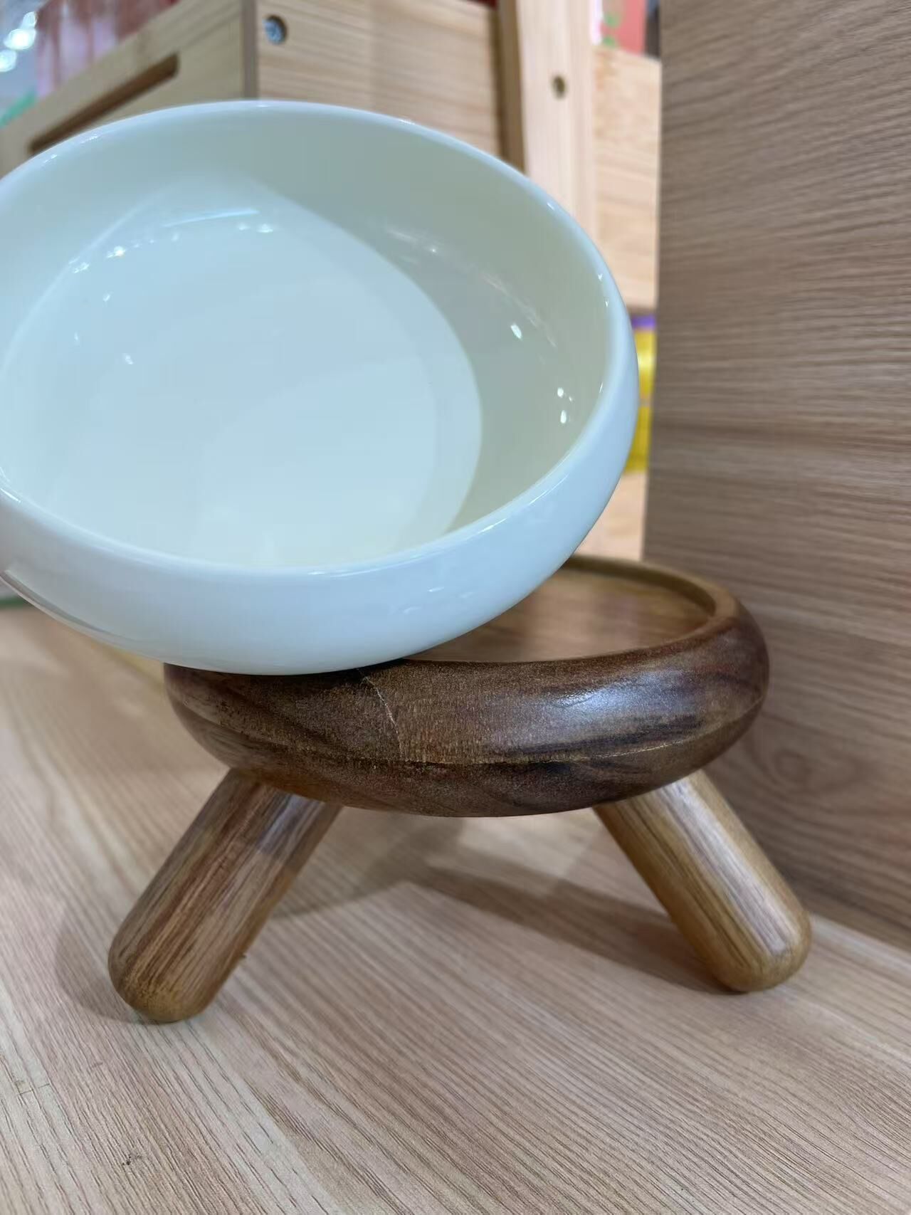 HOCC 宠物陶瓷碗+相思 木架