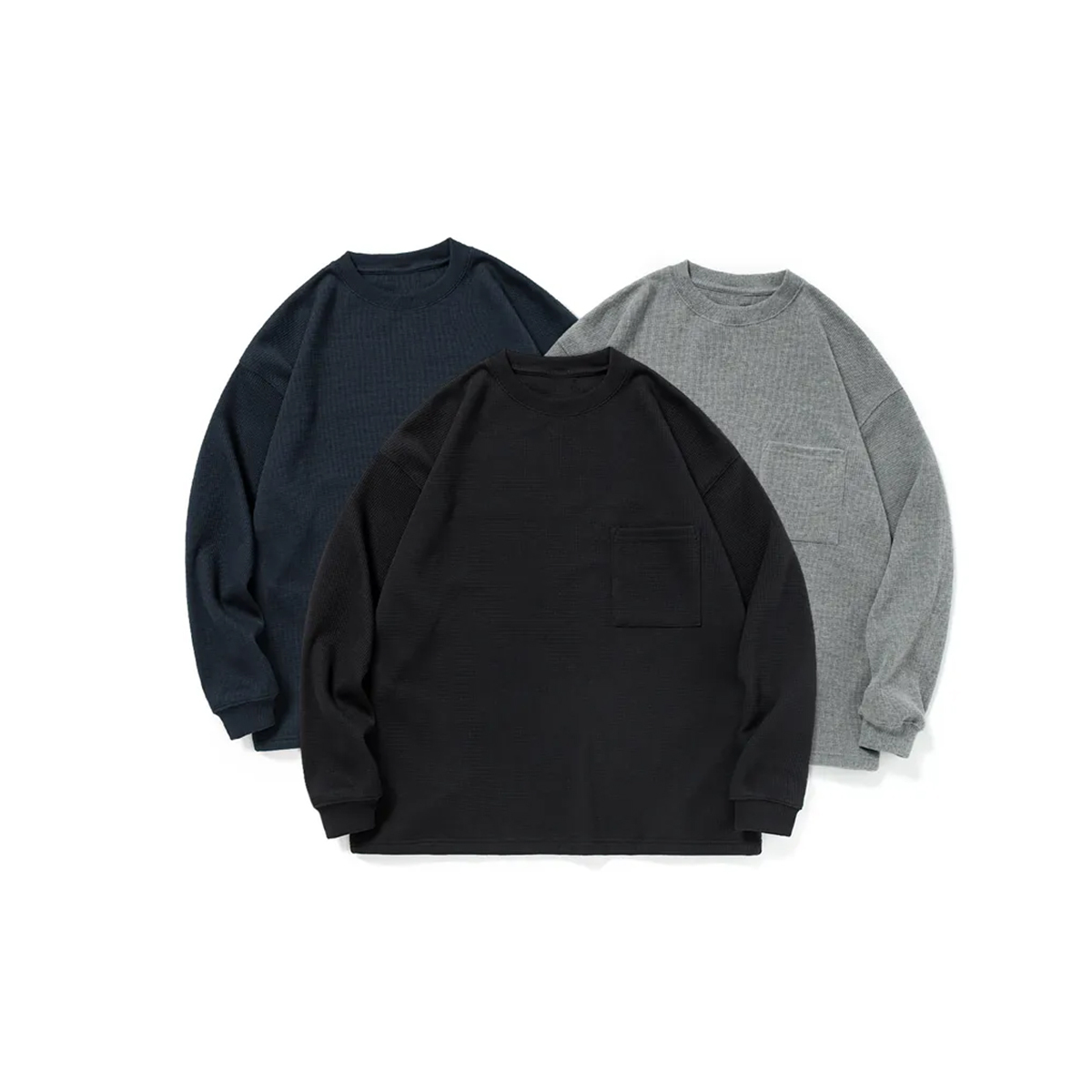 OurPick Waffle Pocket LS 寬版口袋華夫格長袖 3色