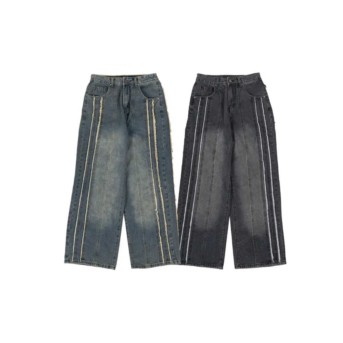 OurPick Rough Edge Baggy Denim Jeans 毛邊水洗闊腿牛仔褲 2色