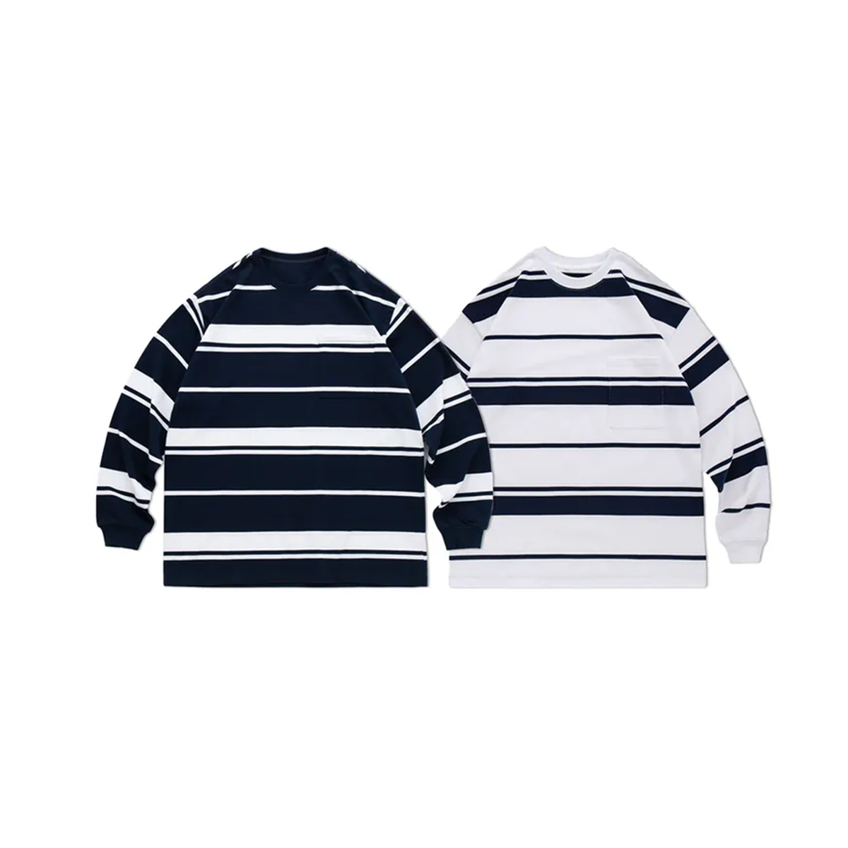 OurPick Navy Blue Stripe LS Tee 深藍條紋寬版長袖 2色