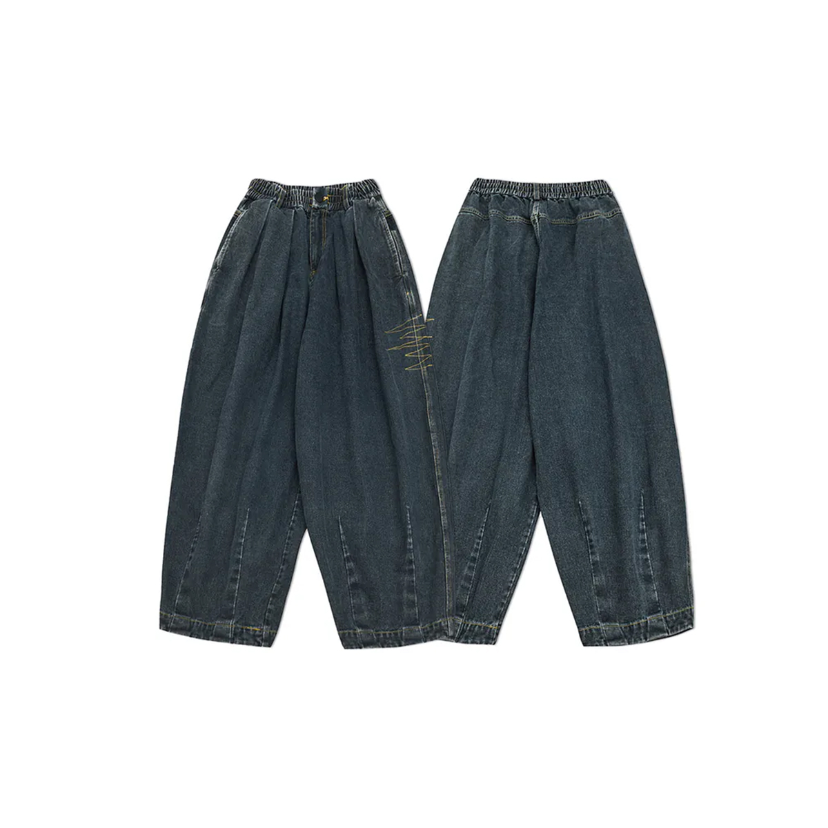 OurPick Wide Legs Pants 繭型刺繡重磅丹寧褲