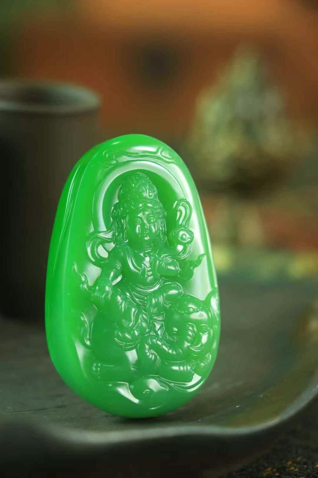 62717 和田玉碧玉普賢菩薩