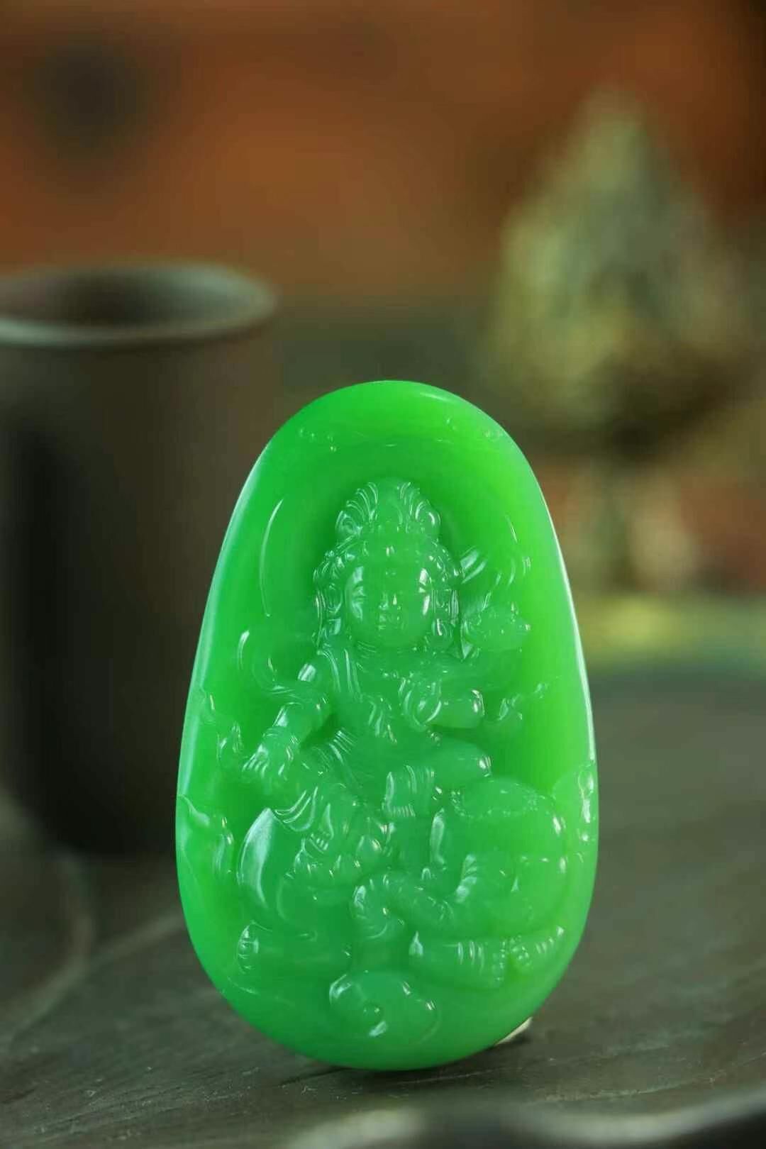 和田玉碧玉普賢菩薩,天然和田玉軟玉