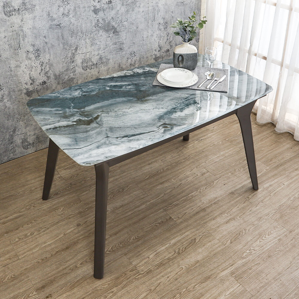 波菲4.7尺工業風超晶石面餐桌