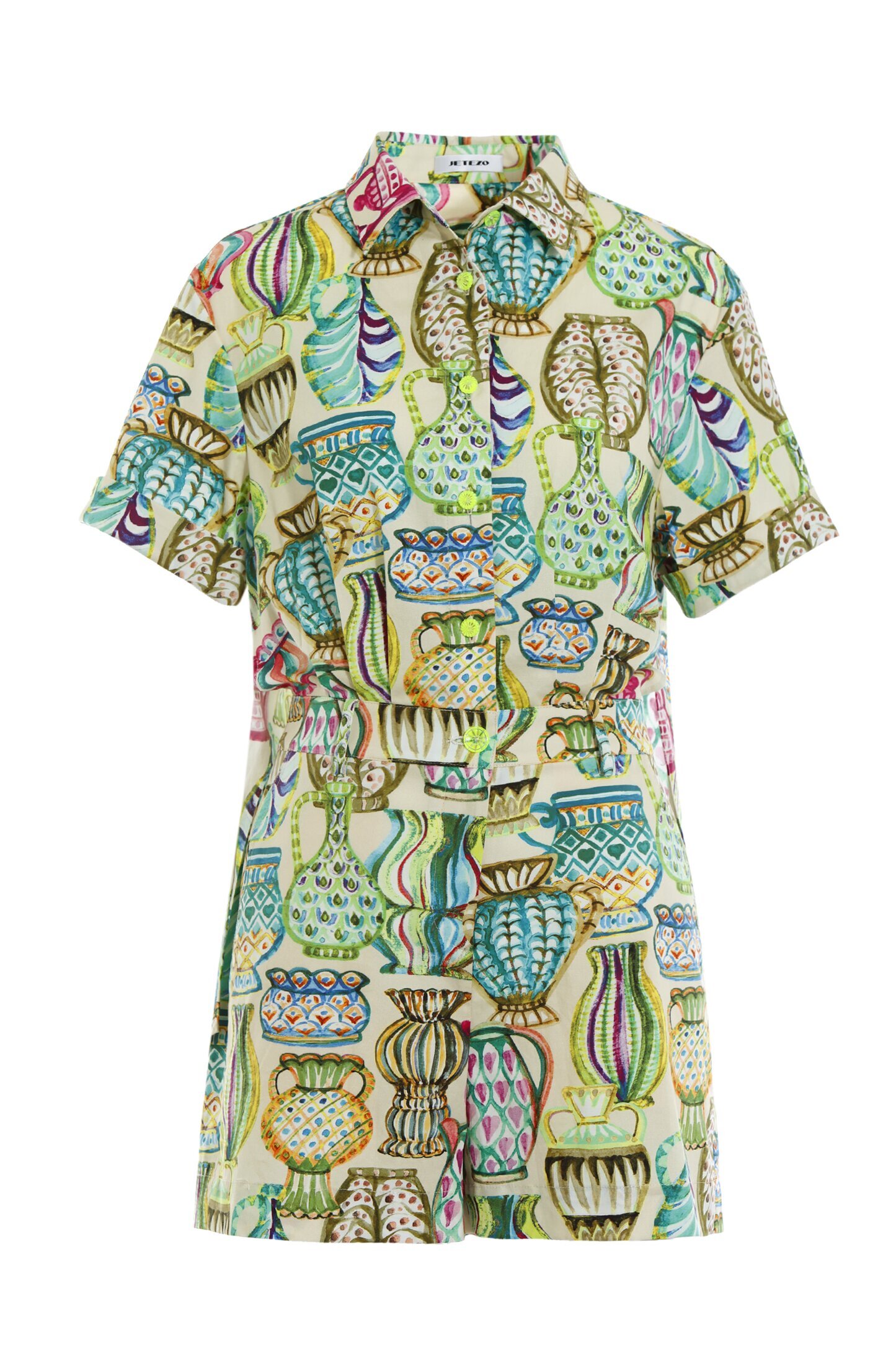 BD10003N1熱帶印花襯衫連身褲