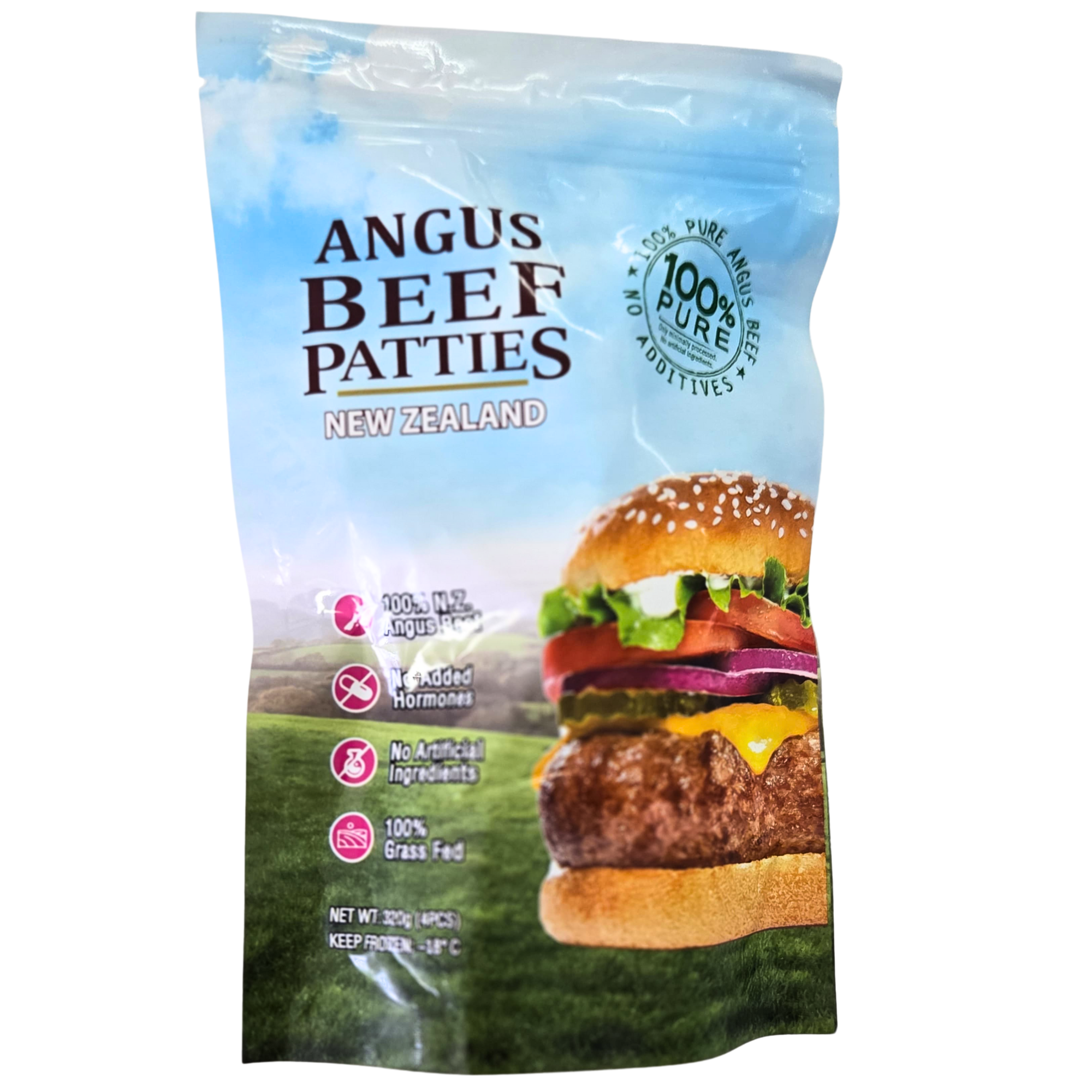 紐西蘭安格斯牛肉漢堡 New Zealand Angus Beef Patties 4件, 320克/包 (-18°C)