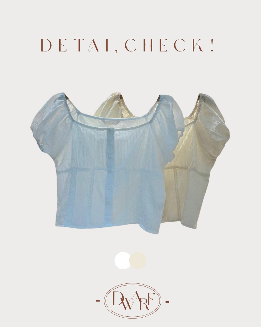 《KR》法式泡泡袖方領上衣