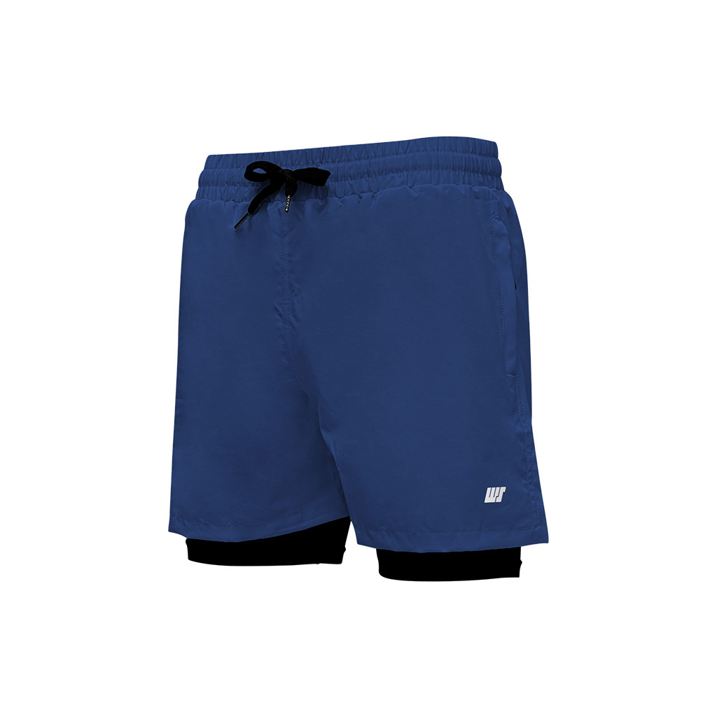 男士純色內襯游泳沙灘褲 - 深藍