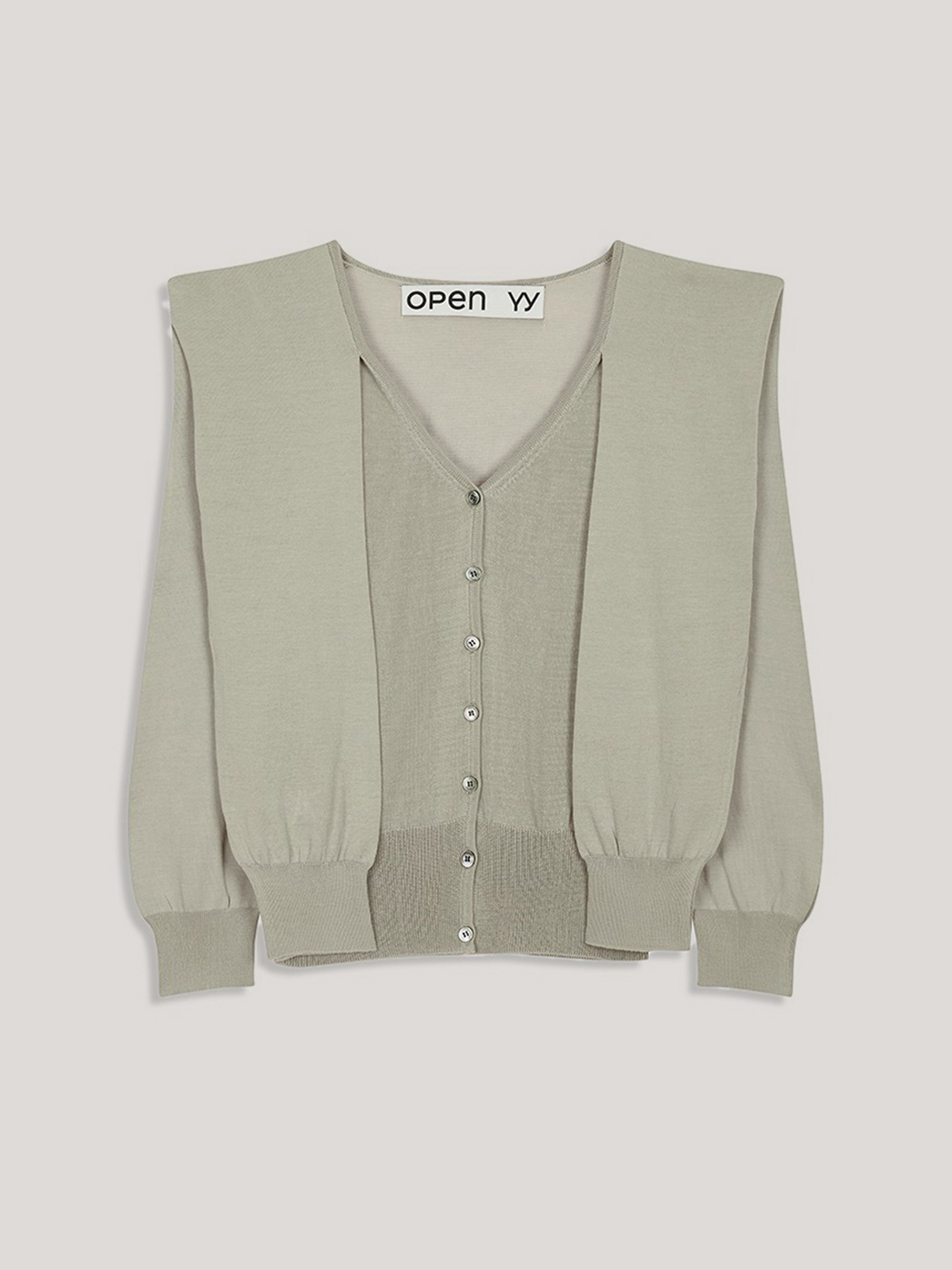OPEN YY SLEEVE LAYERED CARDIGAN 上衣