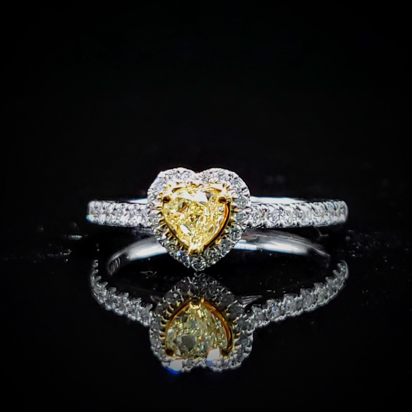 18K Gold 0.63ct Fancy Yellow Heart Shaped Diamond Ring