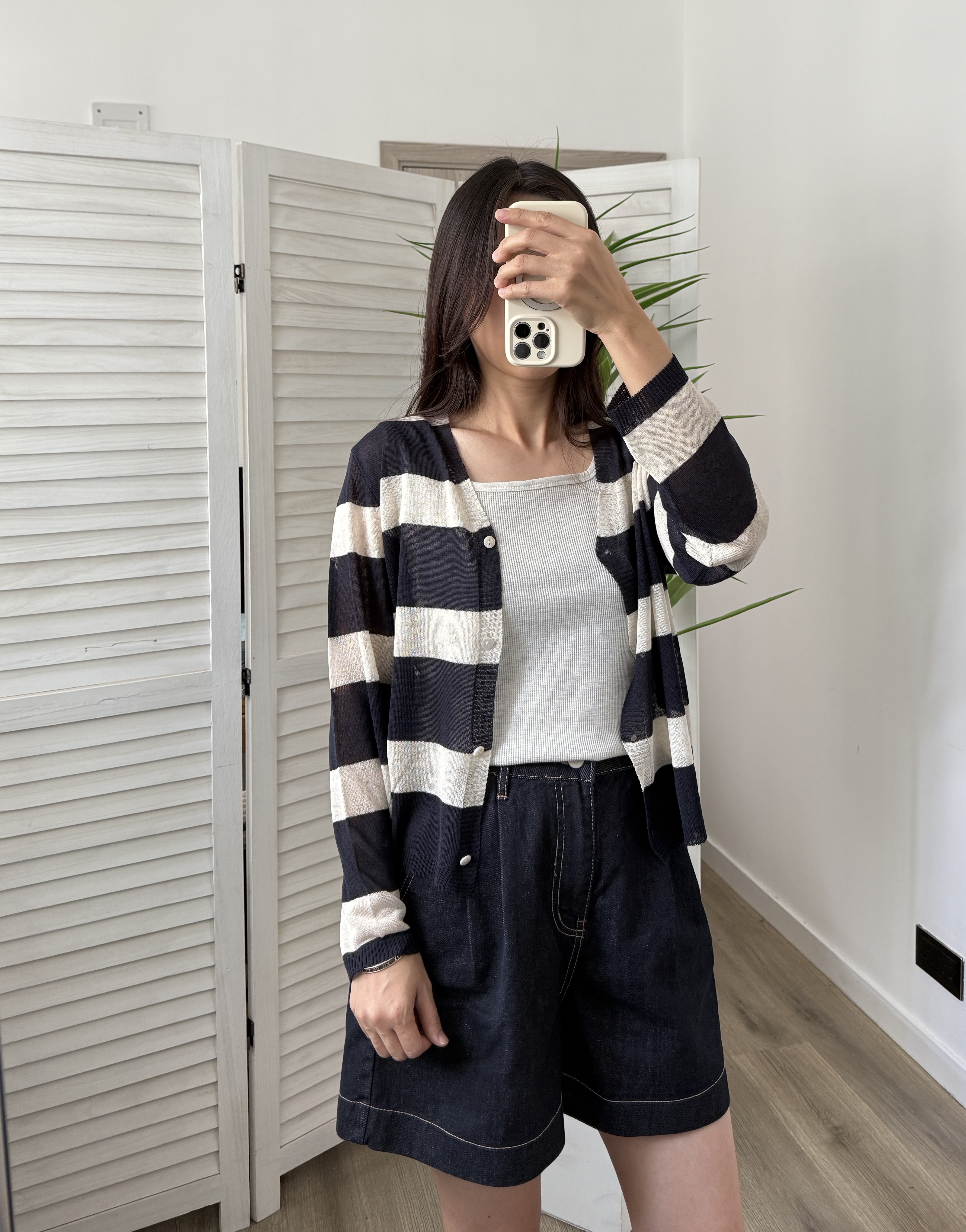 拼色夏款線織薄外套