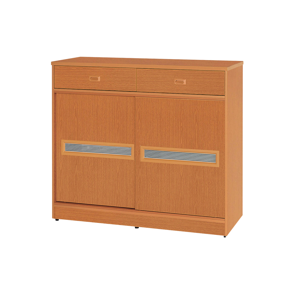 南亞塑鋼-3.9尺線條紋橫飾條二推/拉門二抽防水塑鋼鞋櫃