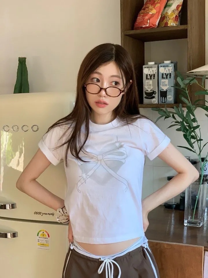 【優惠預訂】韓國愛心蝴蝶結TEE（3色）