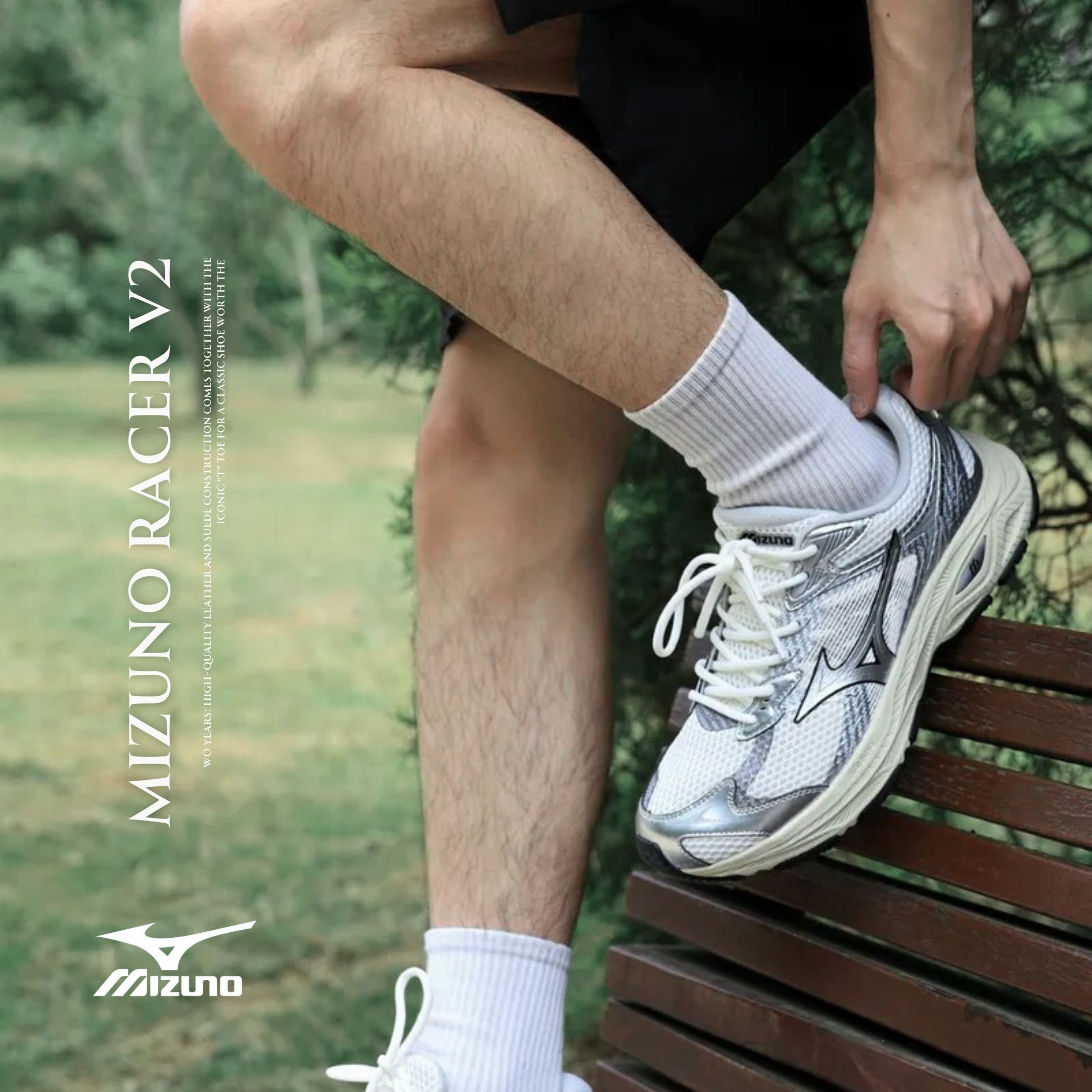 NICEDAY 現貨 Mizuno Racer V2 銀白 白銀 復古 慢跑鞋 銀 灰 網眼 透氣 機能 D1GH250606