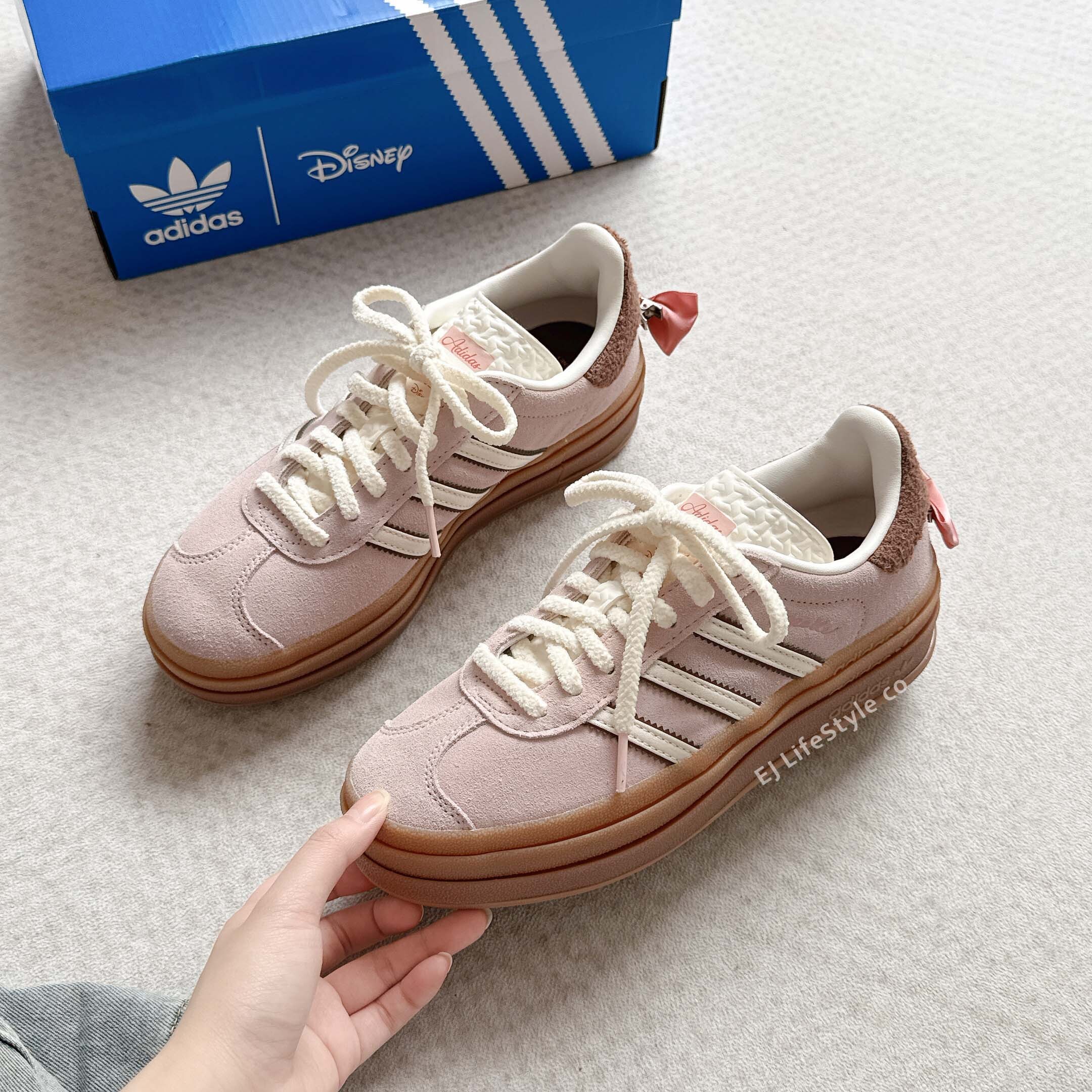 DISNEY 迪士尼 貓兒歷險記 X ADIDAS GAZELLE BOLD 摩卡櫻花粉 焦糖底 瑪麗貓 蝴蝶結 厚底 增高 解構 女鞋 JR4244 / 現＋預